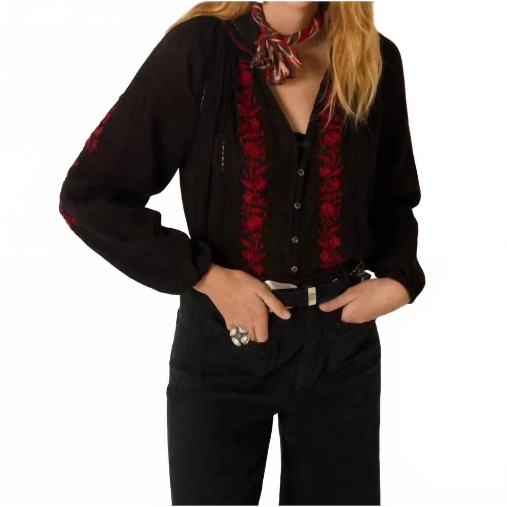 NEW MAISON HOTEL greta embroidered blouse in berry